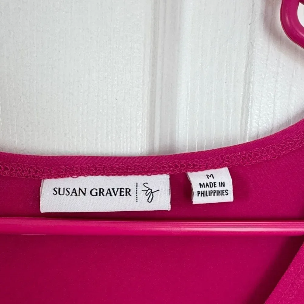 Susan Graver Fuchsia Short Sleeve Top - Picture 2 of 4